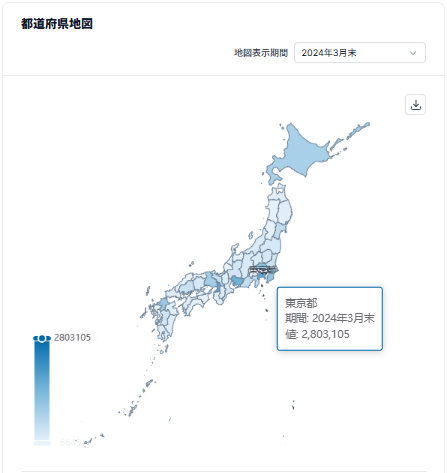 保険統計の都道府県地図表示例
